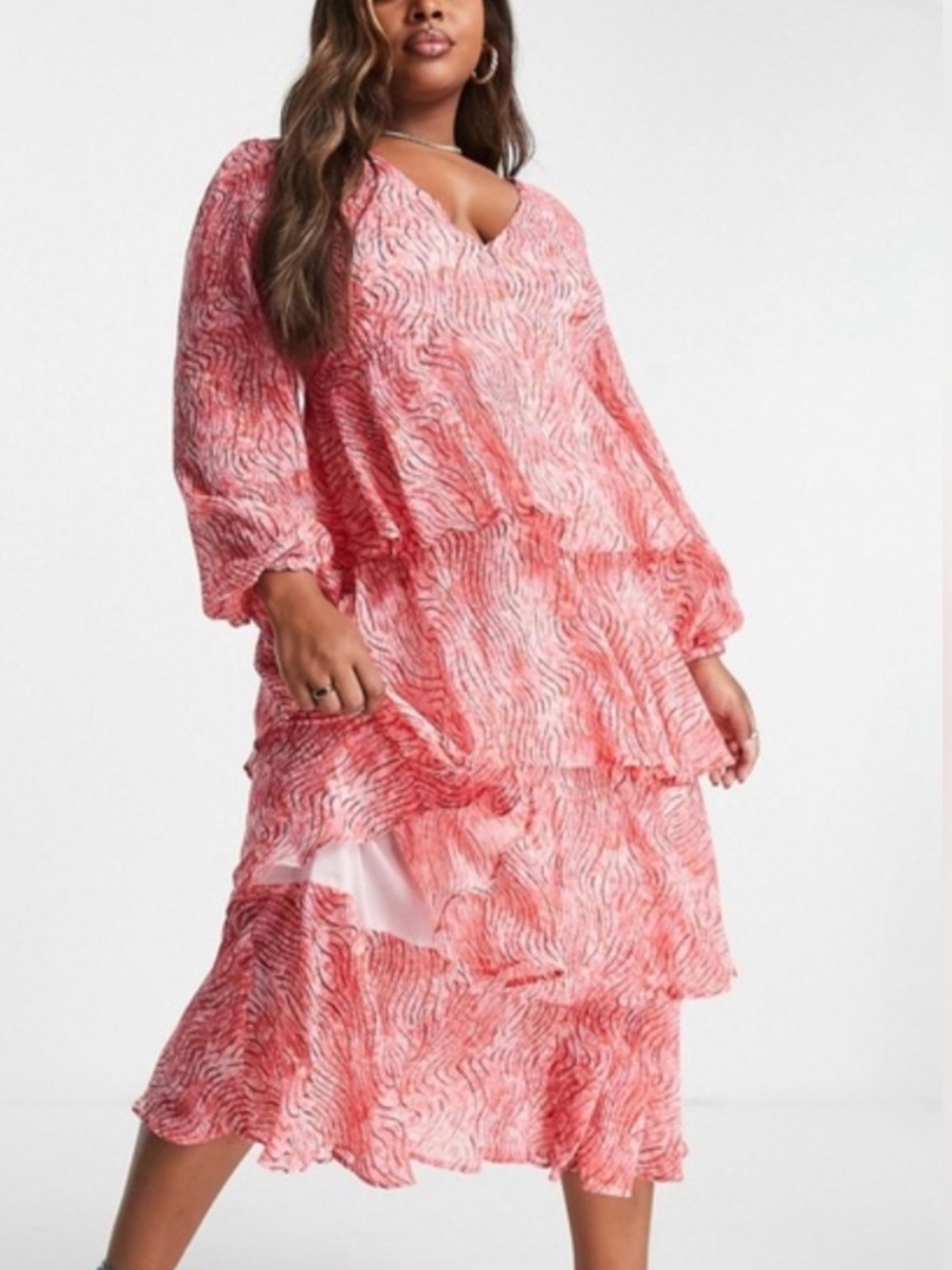 NWT Pretty Lavish x ASOS Ashton Tiered Midi Dress